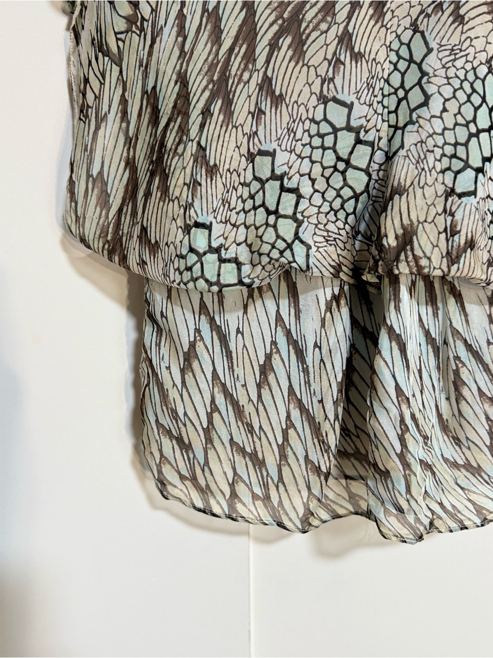 MM Couture 100% Silk Abstract Print Layered Blouse | Resort Luxe Boho Top Medium - Picture 6 of 14